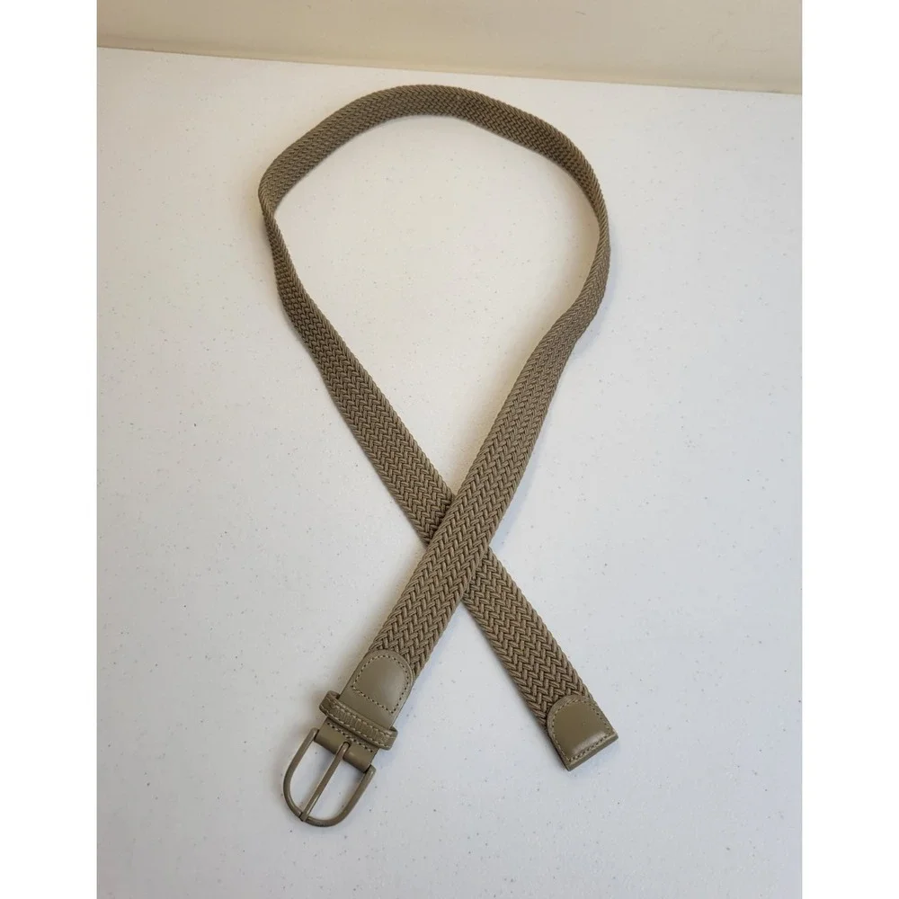 Braided Belt Woven Elastic Stretch Golf Greenish‎ Tan Khaki Mens Accessories XL